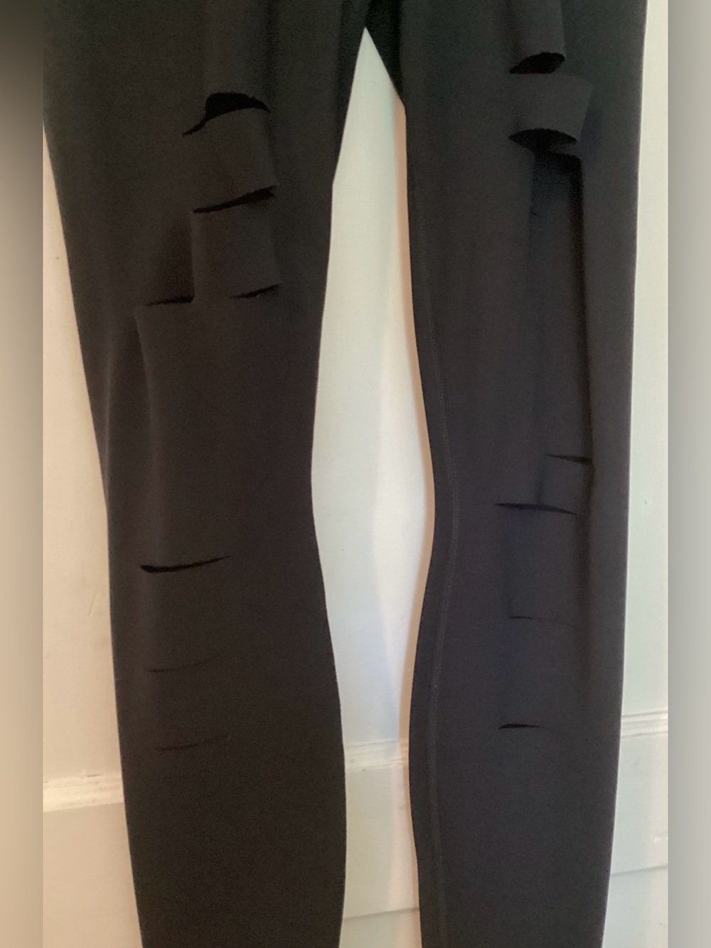 ALO Yoga Black Distressed Leggings